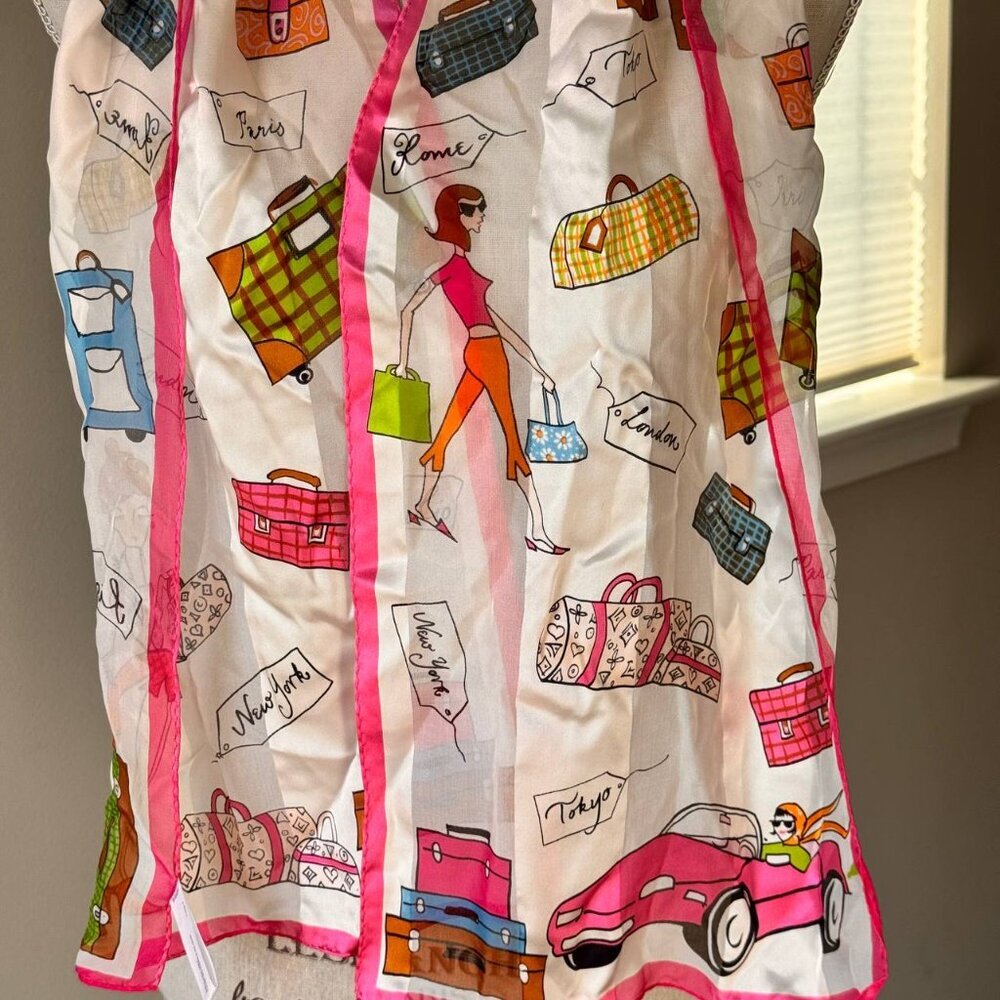 WORTHINGTON 100% Silk Fun and Colorful Scarf - Picture 5 of 8